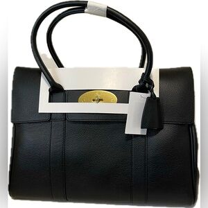 Mulberry Classic Bayswater Black & Brass Small Classic Grain Handbag